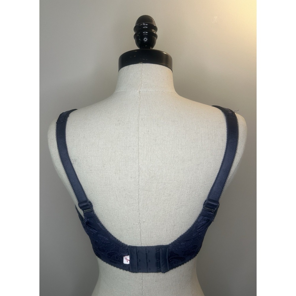 Wacoal Navy Floral Bra Full Coverage Underwire Nylon Spandex Lined Womens 38DD - Picture 2 of 5